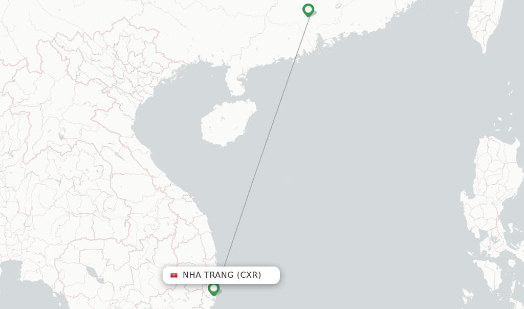 Route map with flights from Nha Trang with China Southern