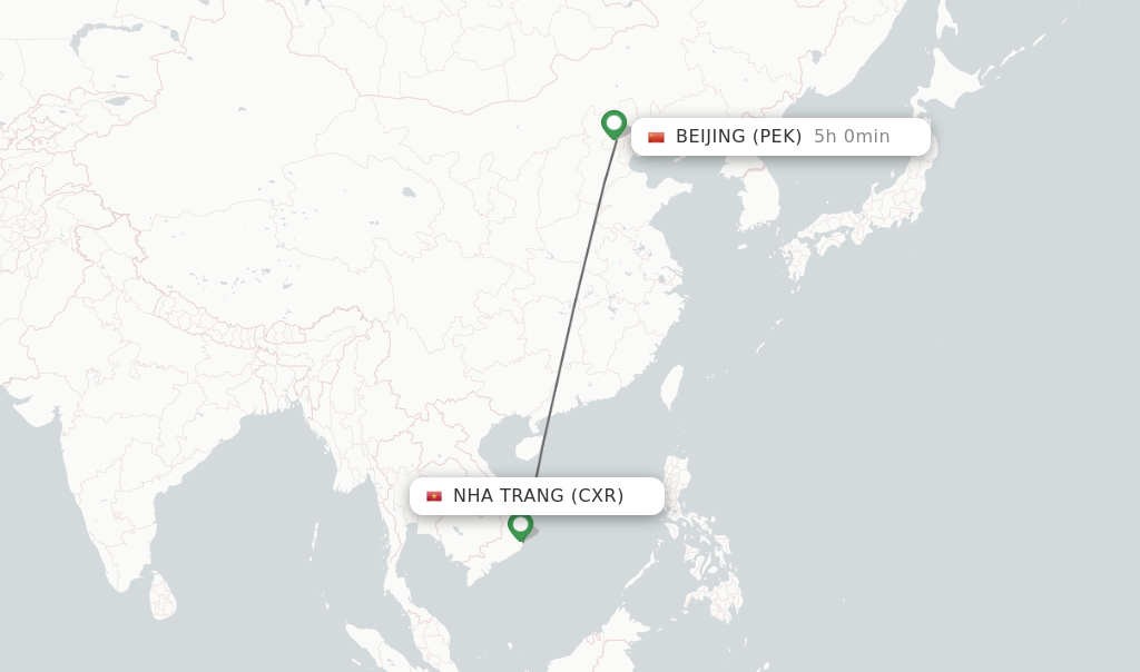 Flights from Beijing to Nha Trang route map
