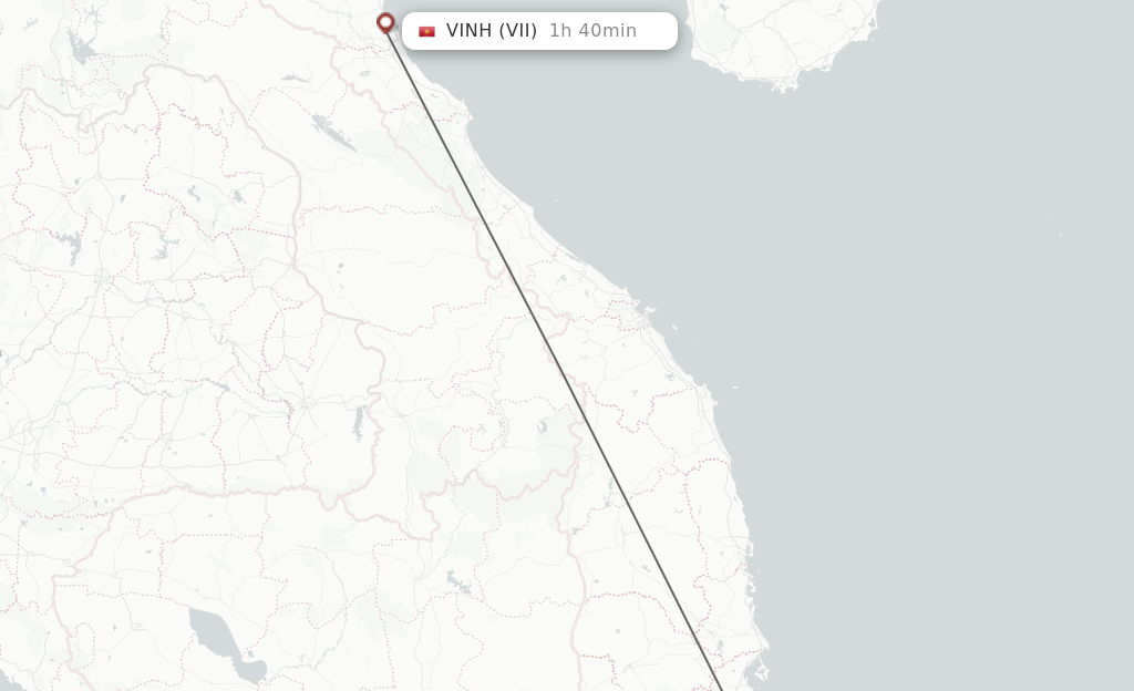 Flights from Nha Trang to Vinh route map