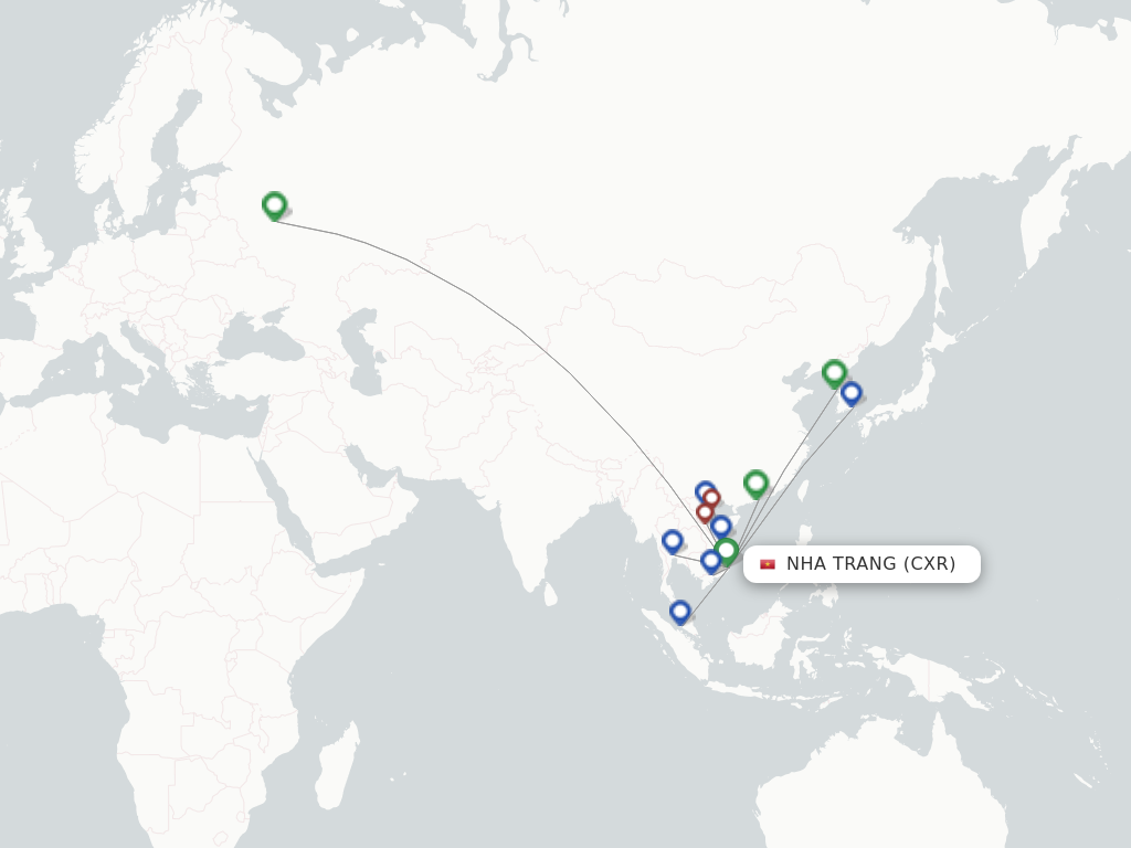 Flights from Nha Trang to Chongqing route map