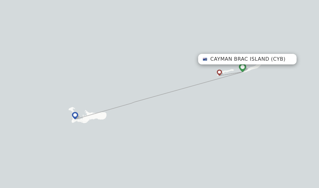 Cayman Brac Island flight map