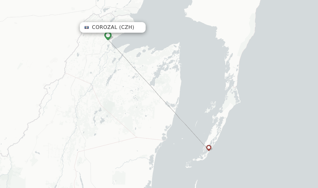 Route map with flights from Corozal with MIA