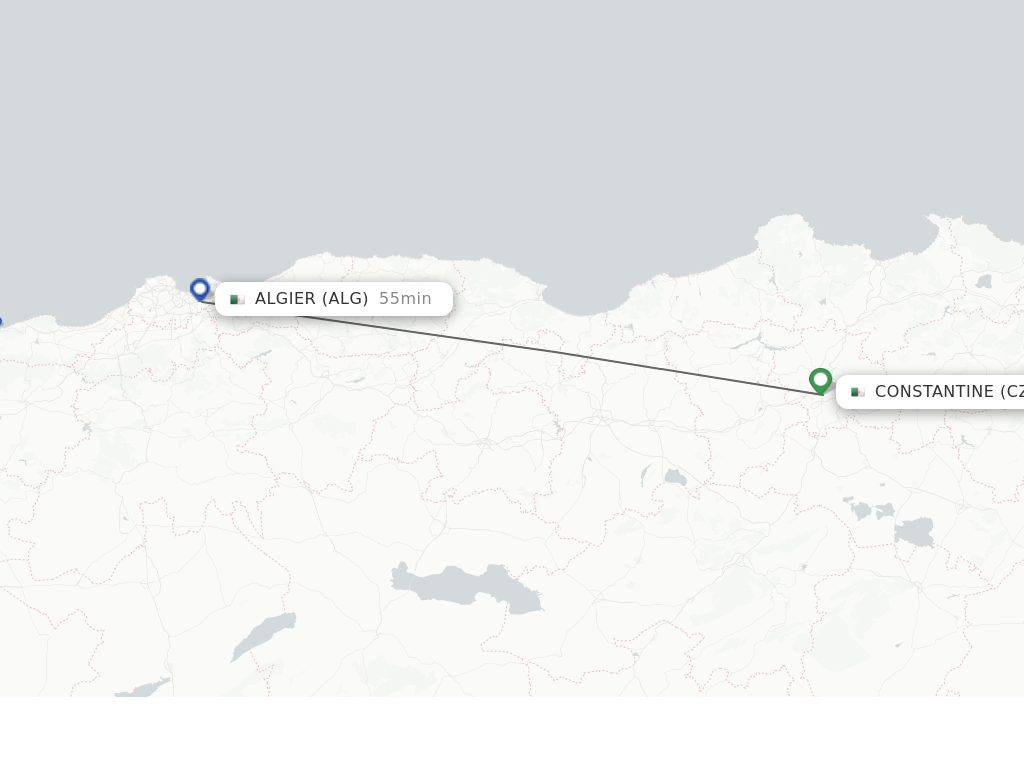 Flights from Constantine to Algiers route map