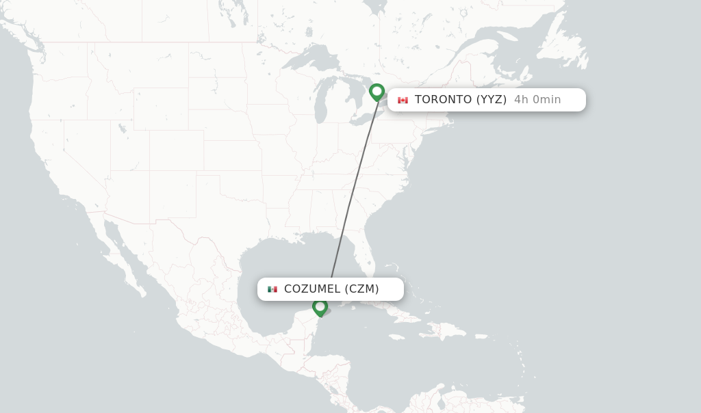 Direct (non-stop) flights from Cozumel to Toronto - schedules -  