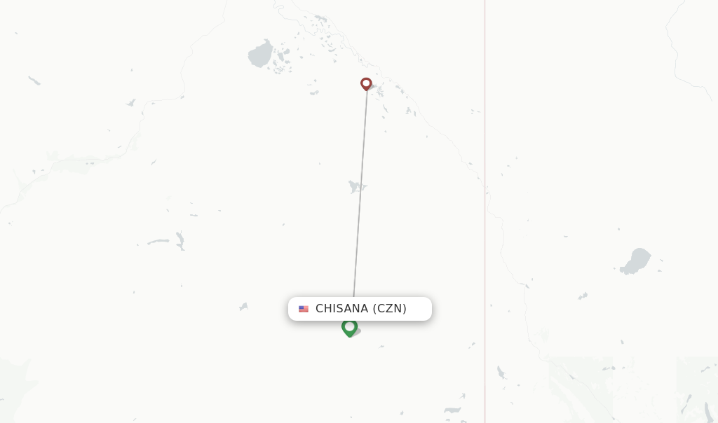 Route map with flights from Chisana with 40-Mile Air
