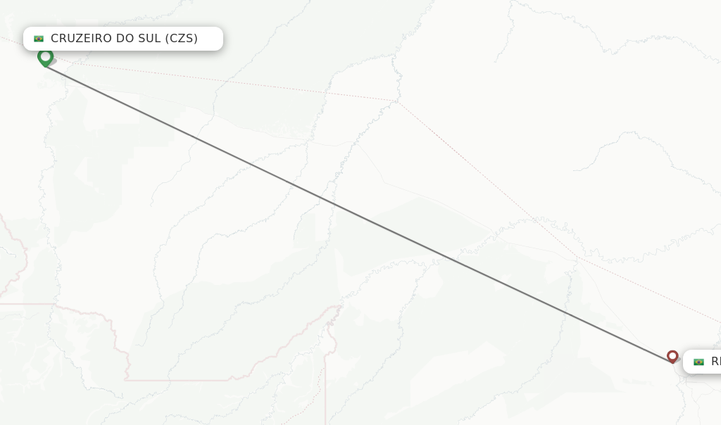 Flights from Cruzeiro Do Sul to Rio Branco route map