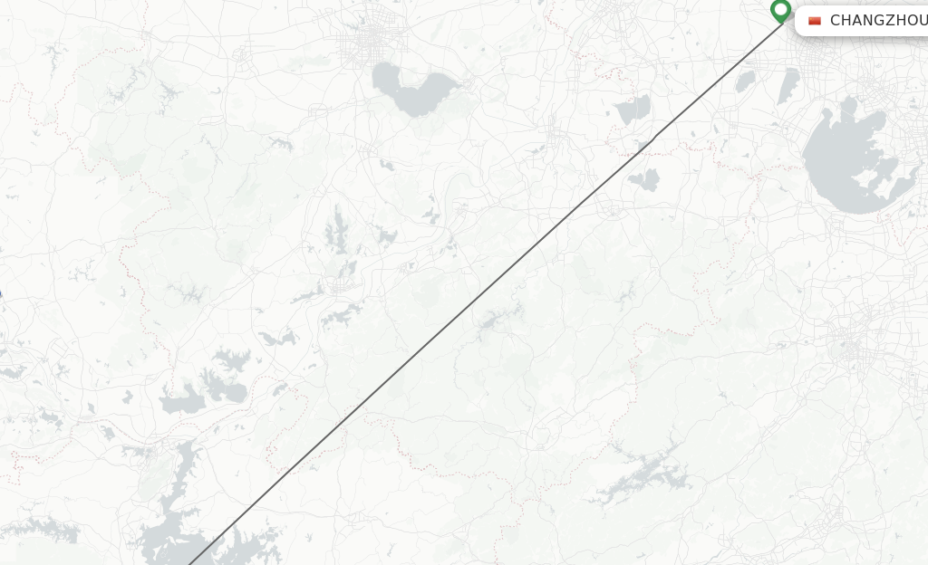 Flights from Changzhou to Nanchang route map