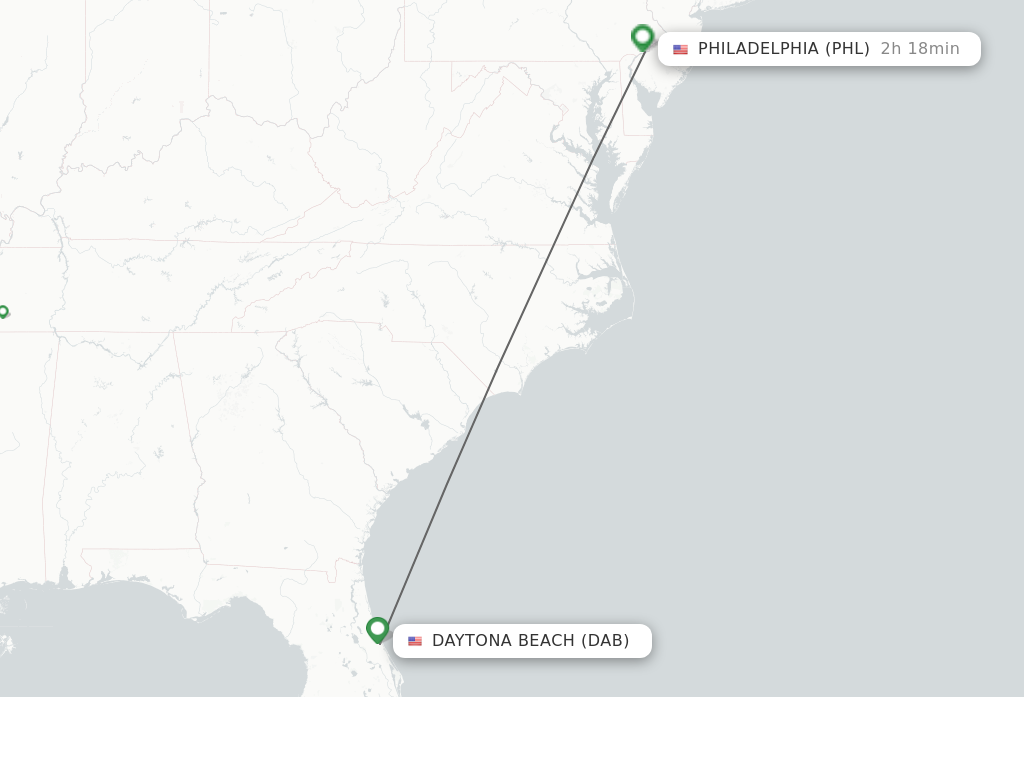 Flights from Daytona Beach to Philadelphia route map