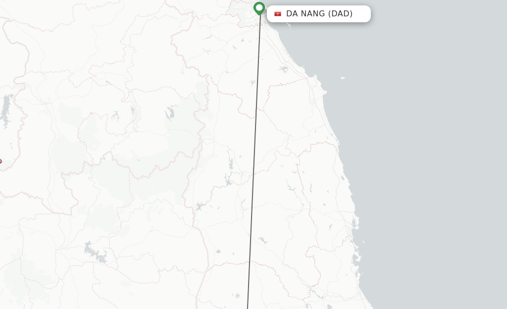 Flights from Da Nang to Buon Ma Thout route map