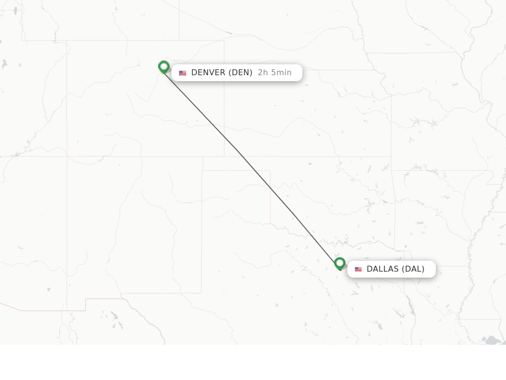 Flights from Dallas to Denver route map