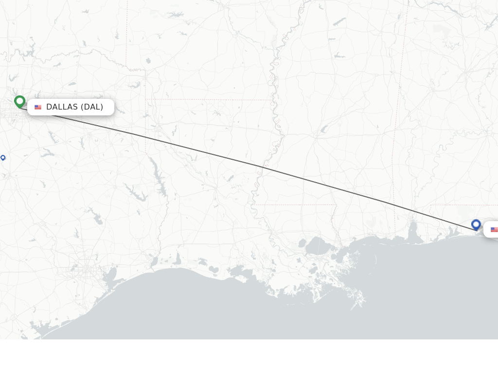 Flights from Dallas to Fort Walton Beach route map