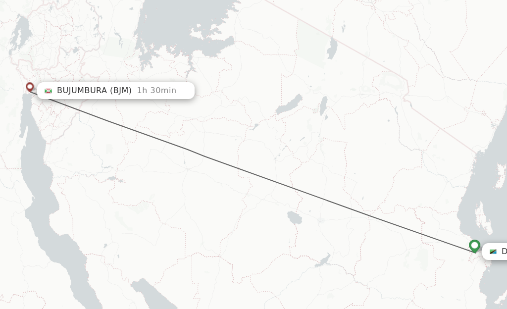 Flights from Dar Es Salaam to Bujumbura route map