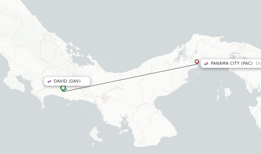 Flights from David to Panama City route map