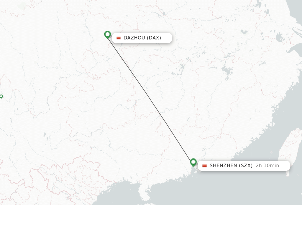 Flights from Dazhou to Shenzhen route map