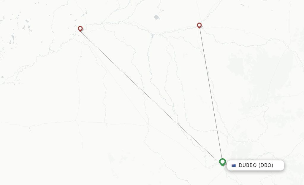 Route map with flights from Dubbo with Air Link