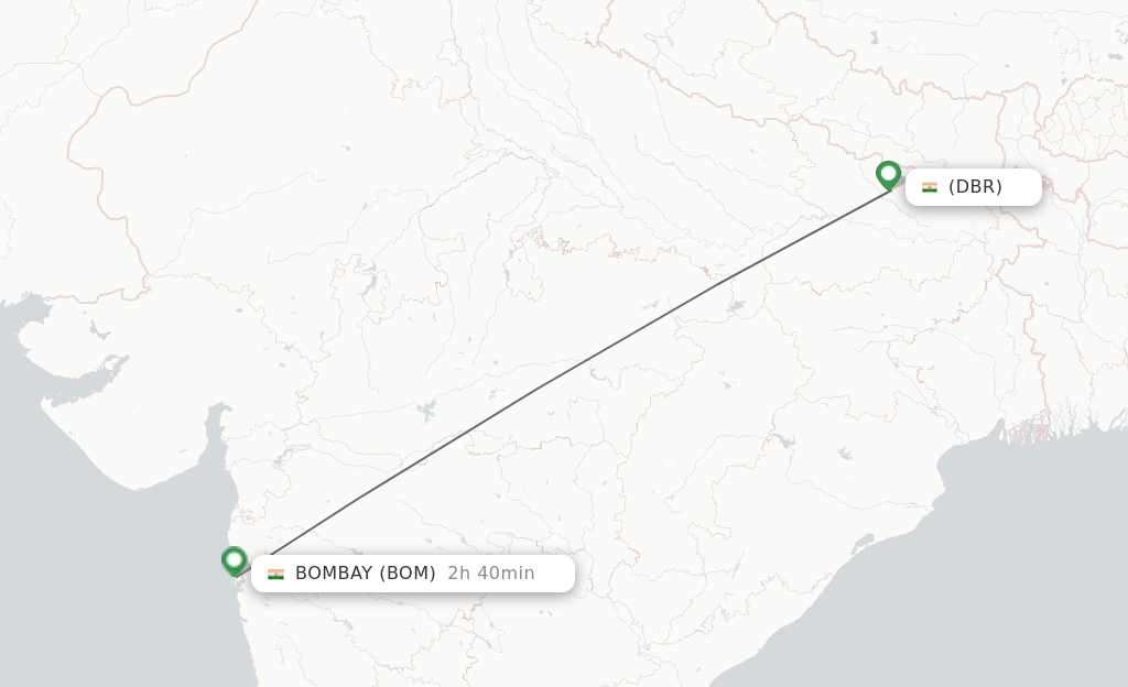 Flights from Darbhanga to Mumbai route map