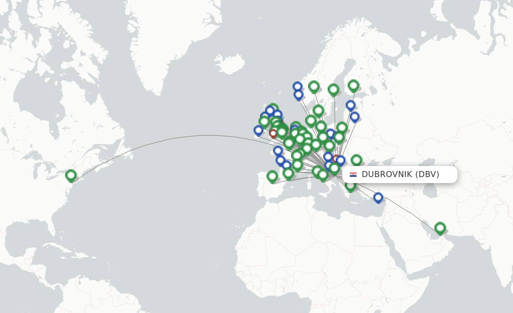 Flights from Dubrovnik to Moscow route map