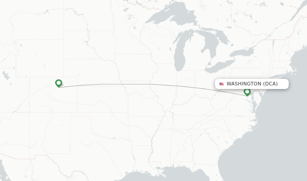 Route map with flights from Washington with Frontier