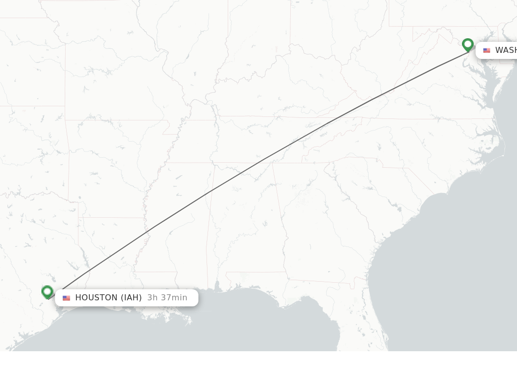 Flights from Washington to Houston route map