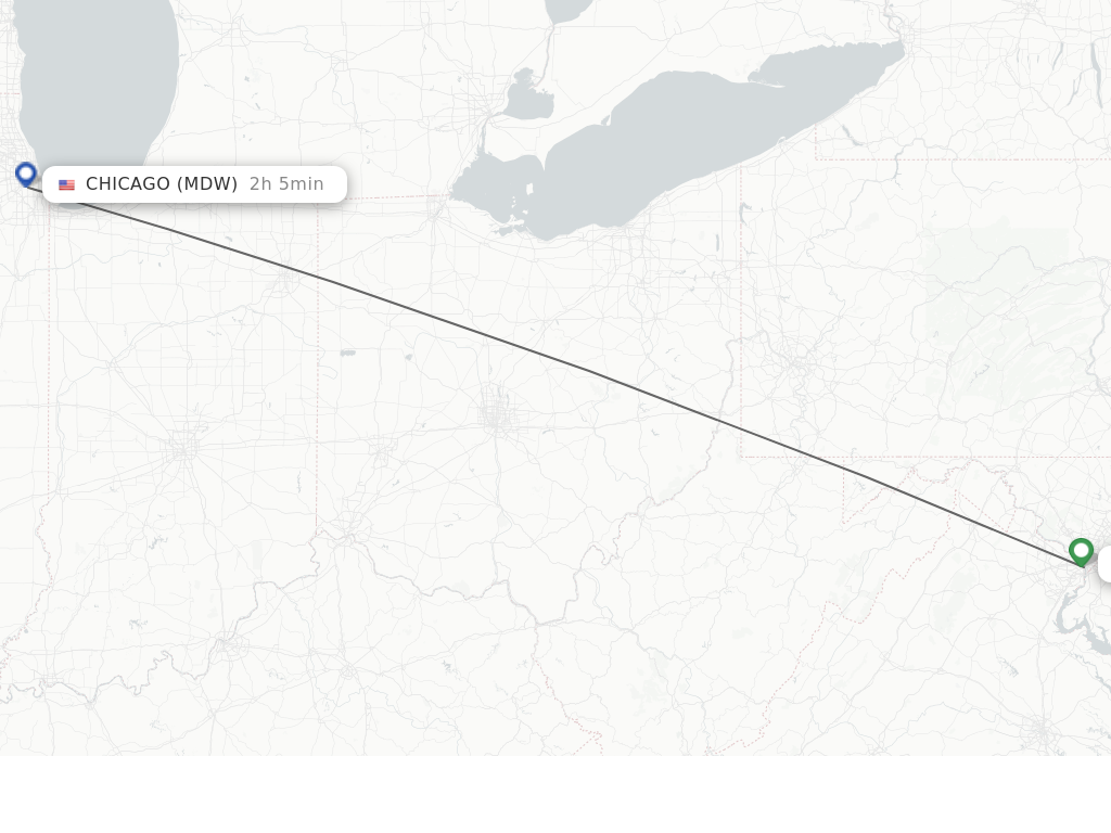 Flights from Washington to Chicago route map