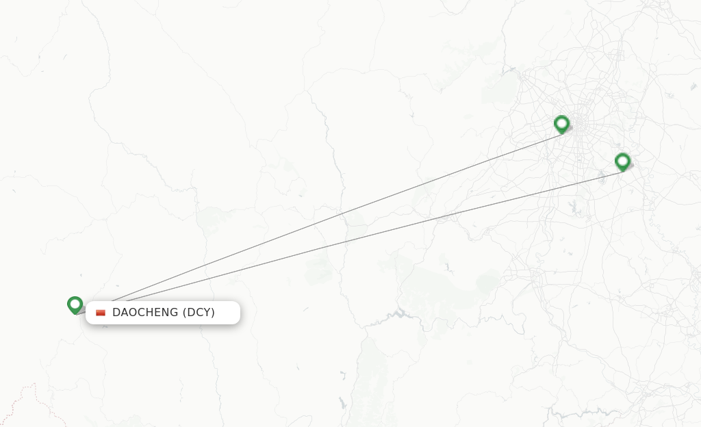 Route map with flights from Daocheng with Air China