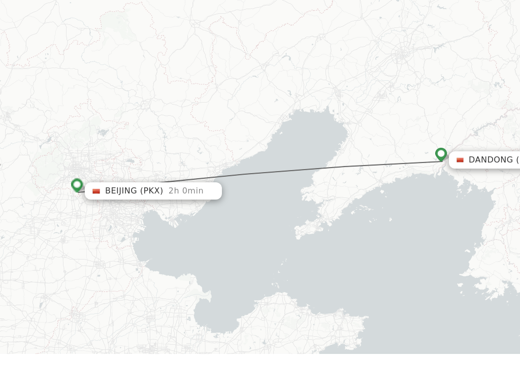 Flights from Dandong to Beijing route map