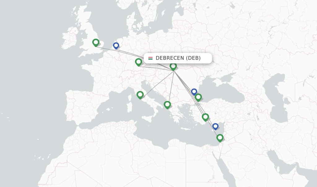 Debrecen flight map