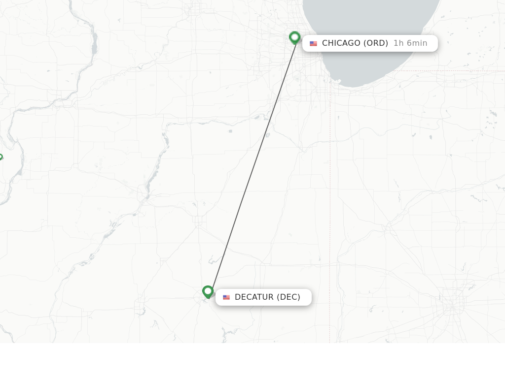 Flights from Decatur to Chicago route map