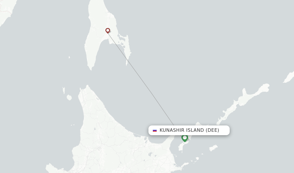 Kunashir Island flight map