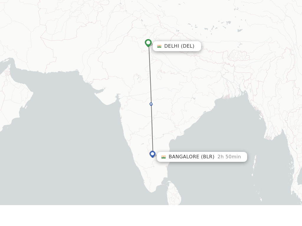 air travel time from bangalore to delhi