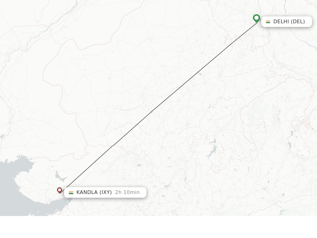 Flights from Delhi to Kandla route map