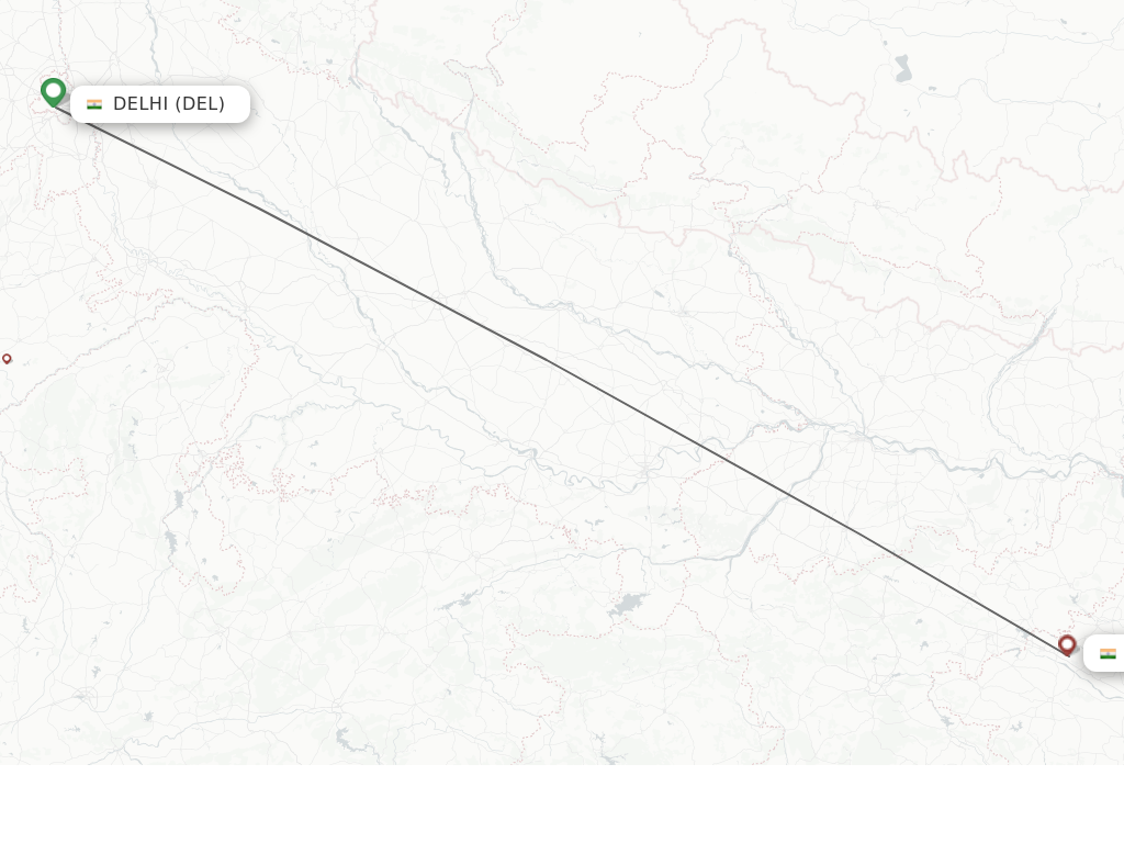 Flights from Delhi to Andal route map