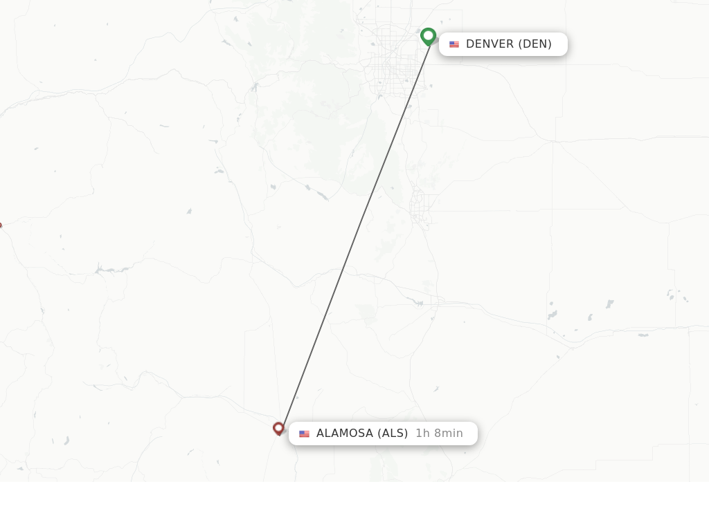 Flights from Denver to Alamosa route map