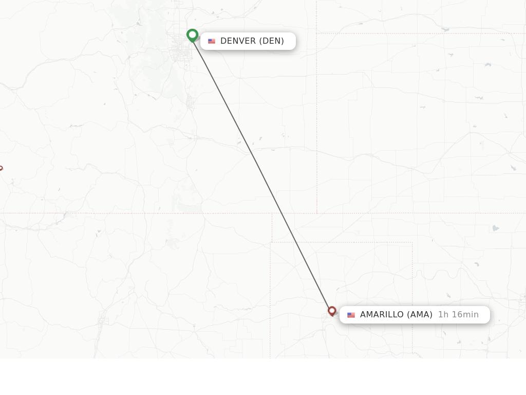 Flights from Denver to Amarillo route map