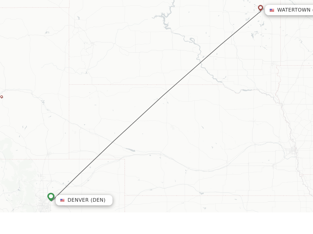 Flights from Denver to Watertown route map