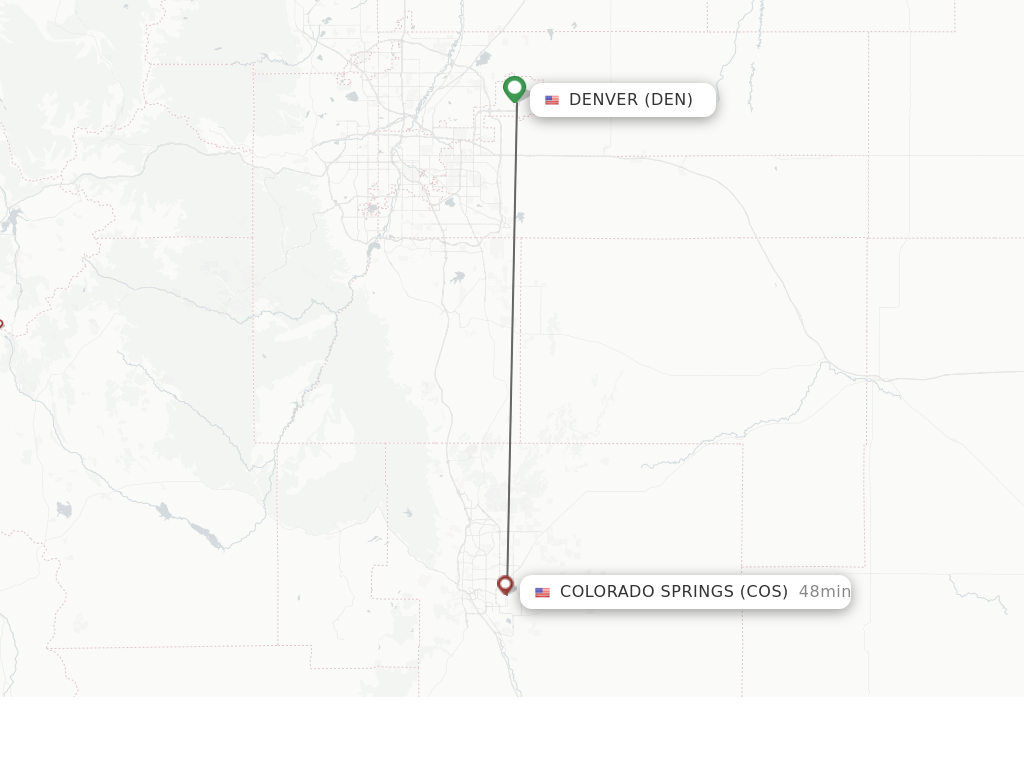 Flights from Denver to Colorado Springs route map