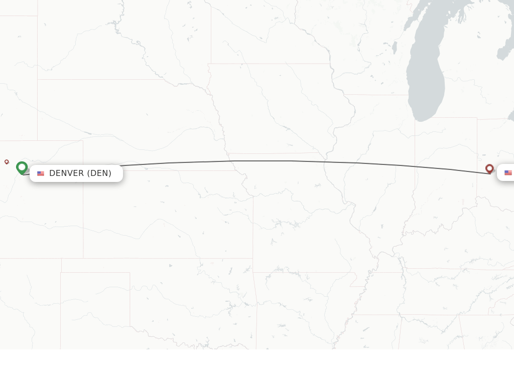 Flights from Denver to Dayton route map