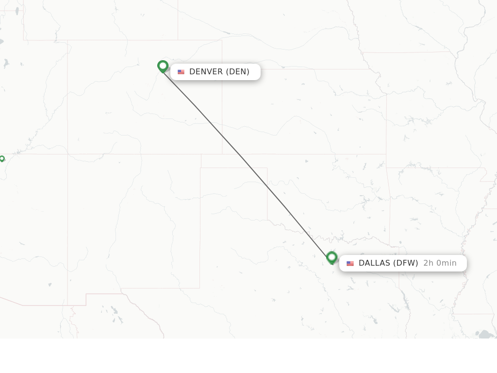 Flights from Denver to Dallas route map