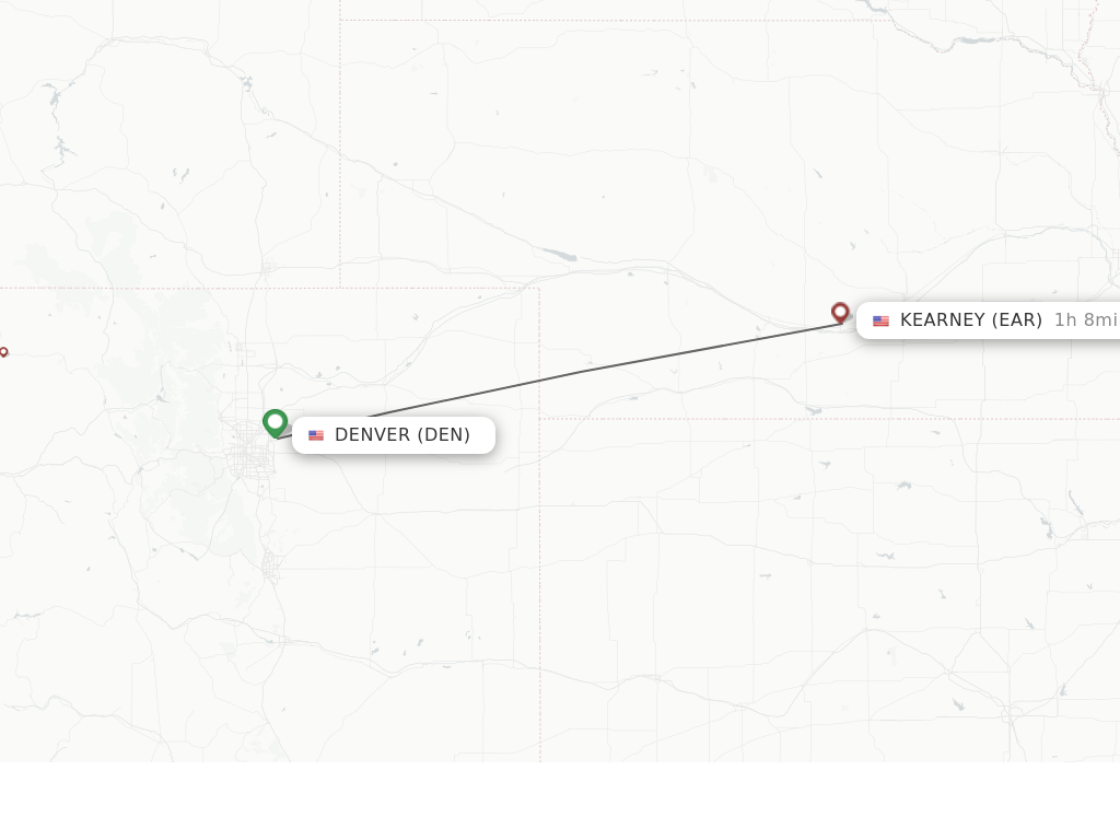 Flights from Denver to Kearney route map