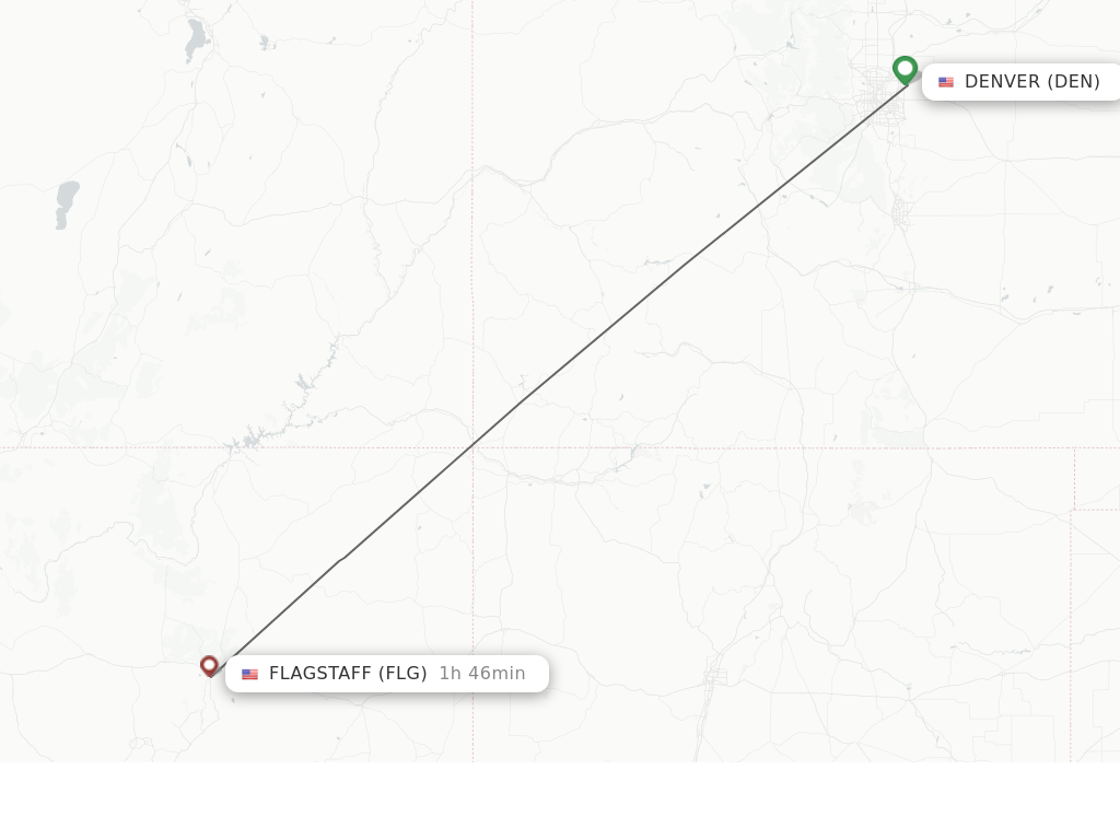 Flights from Denver to Flagstaff route map
