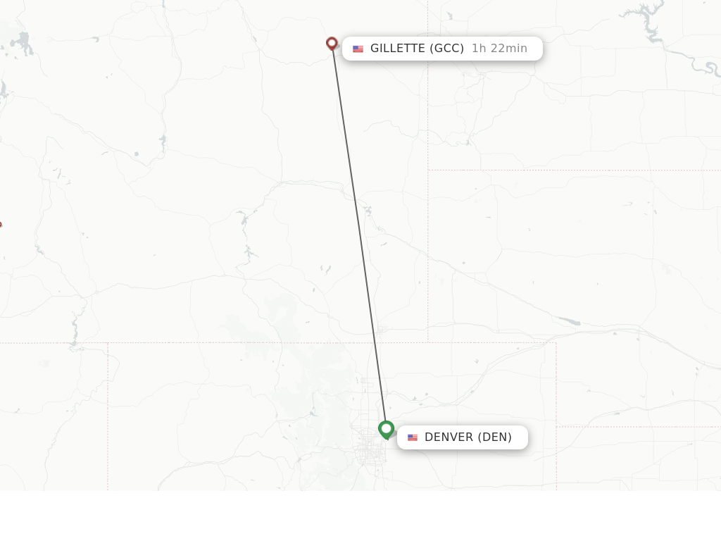 Flights from Denver to Gillette route map