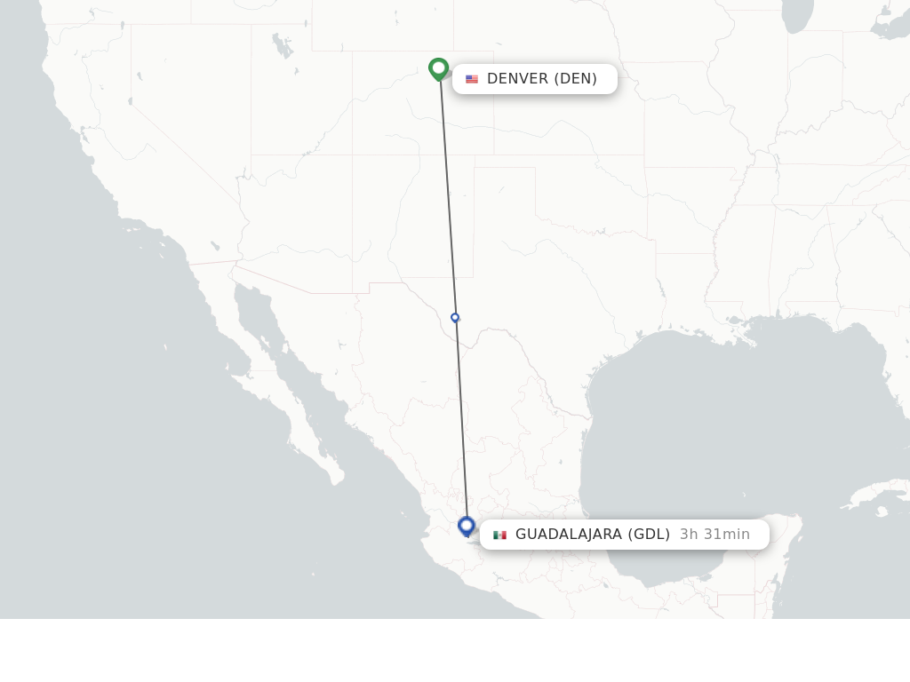 Direct (non-stop) flights from Denver to Guadalajara - schedules