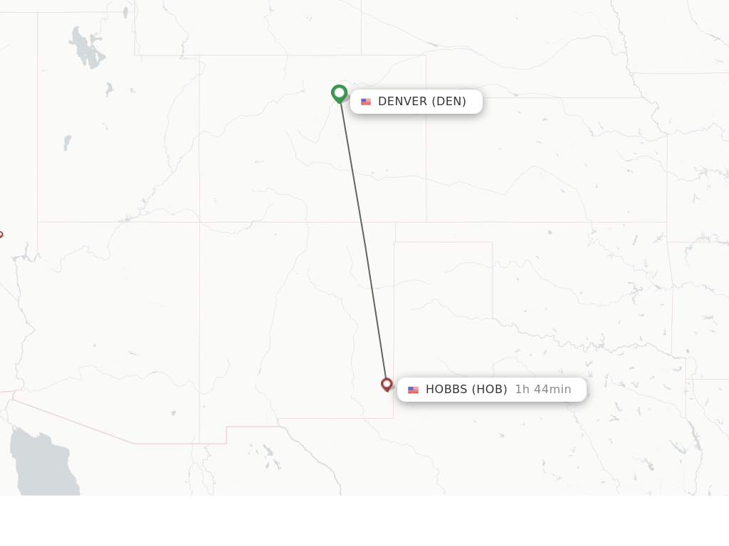 Flights from Denver to Hobbs route map