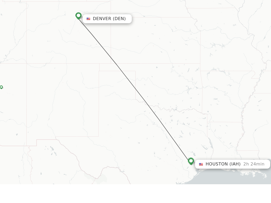Flights from Denver to Houston route map