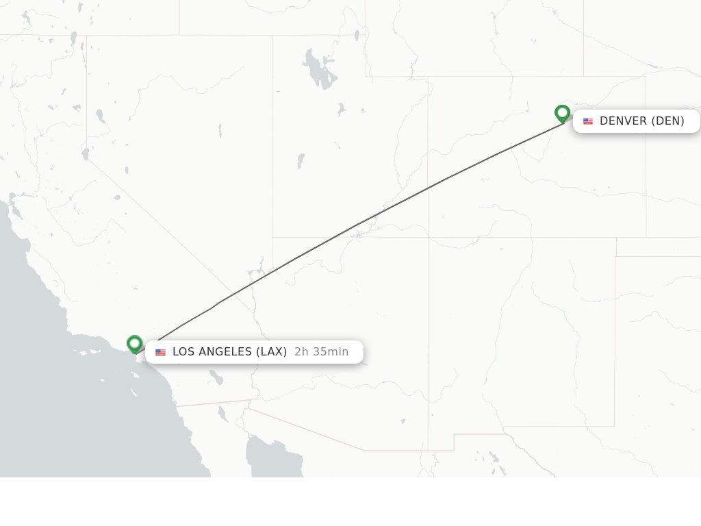 Flights from Denver to Los Angeles route map