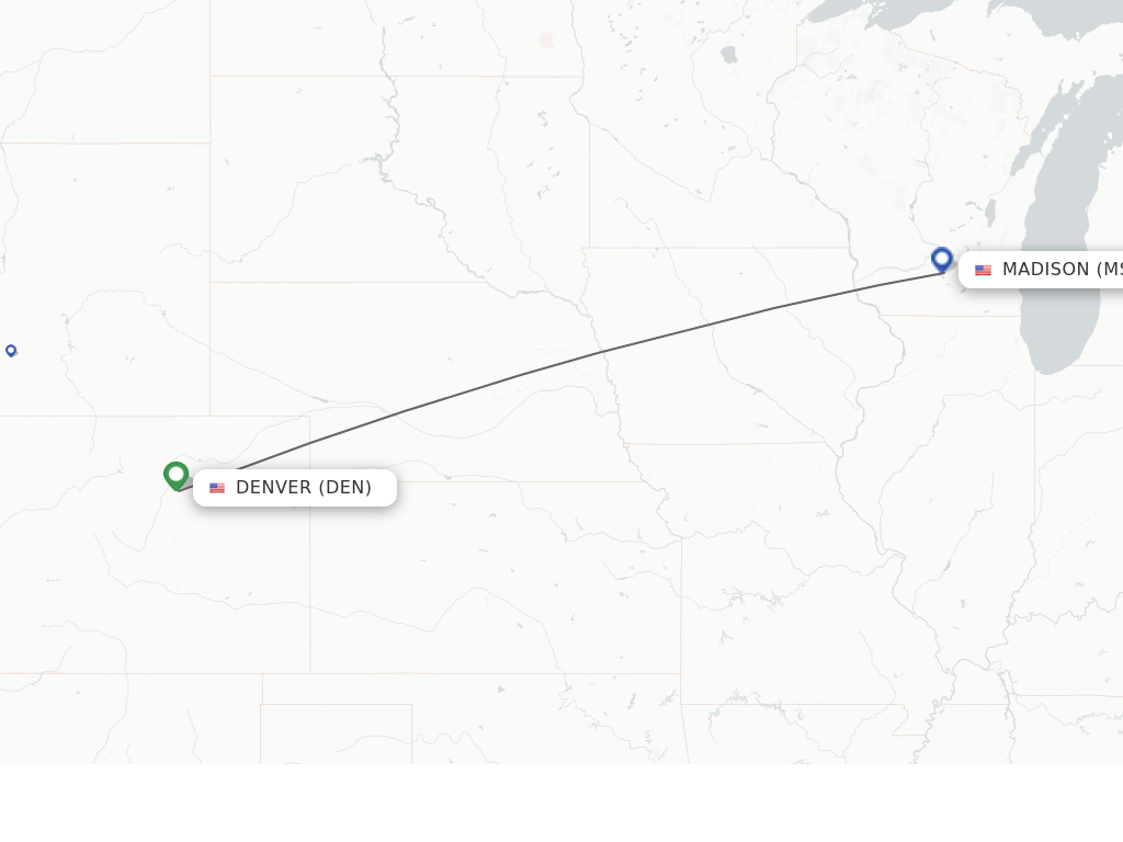 Direct (non-stop) flights from Denver to Madison - schedules
