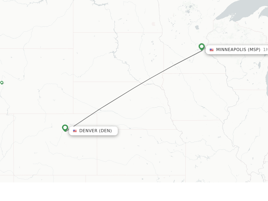 Flights from Denver to Minneapolis route map