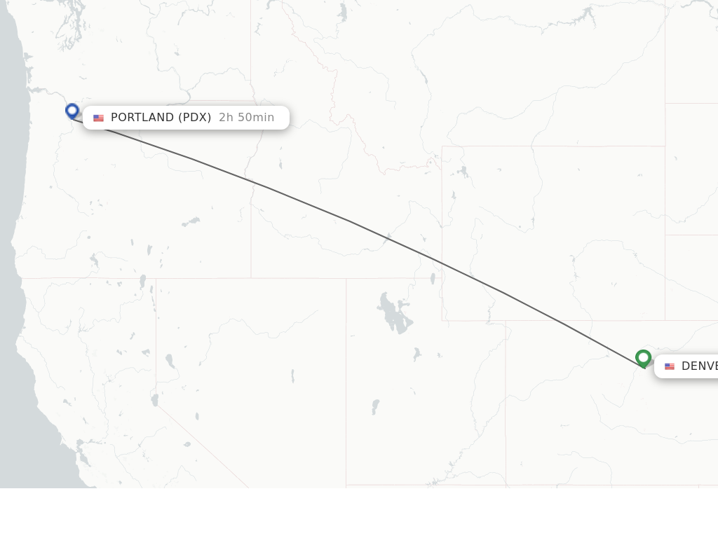 Flights from Denver to Portland route map