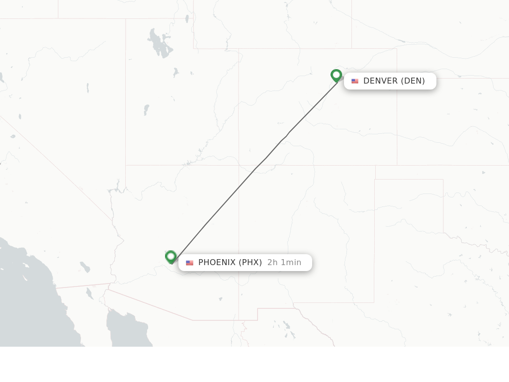 Flights from Denver to Phoenix route map