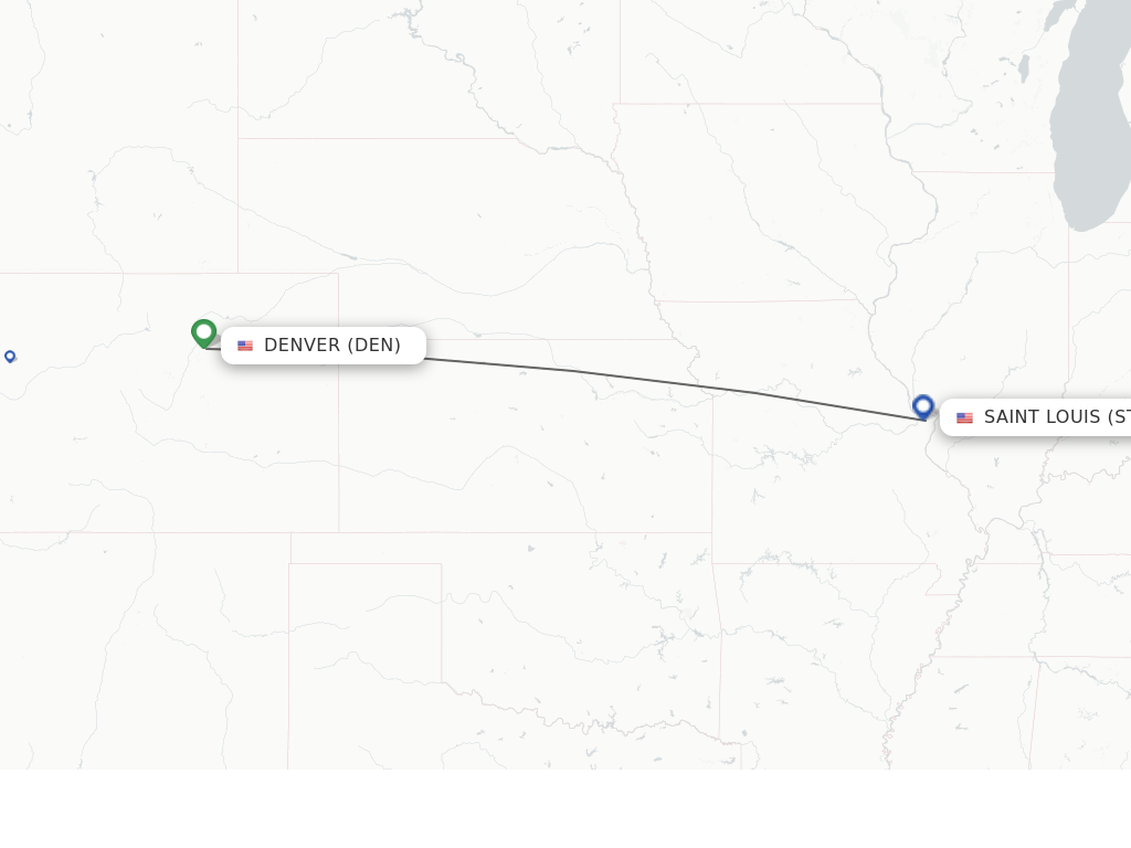 Flights from Denver to Saint Louis route map